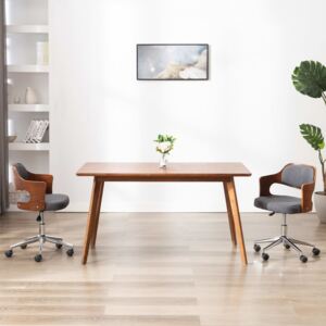 VidaXL Okretna uredska stolica od savijenog drva i tkanine siva