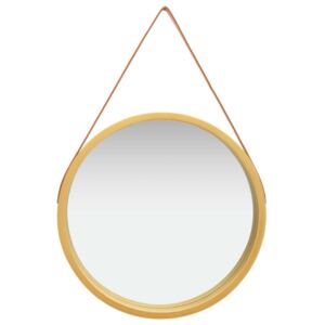 VidaXL Zidno ogledalo s remenom 60 cm zlatno