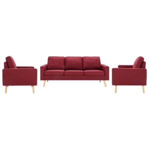 VidaXL 3-dijelni set sofa od tkanine crvena boja vina