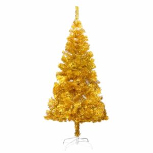 VidaXL Umjetno božićno drvce sa stalkom zlatno 152 cm PET