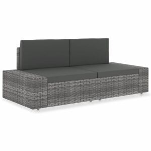VidaXL Modularni dvosjed od poliratana sivi