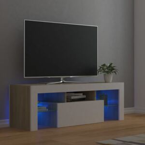VidaXL TV ormarić s LED svjetlima bijeli i boja hrasta 120x35x40 cm