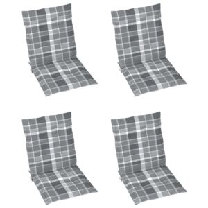 VidaXL Jastuci za vrtne stolice 4 kom sivi karirani 100 x 50 x 4 cm