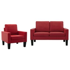VidaXL 2-dijelni set sofa od umjetne kože crveni