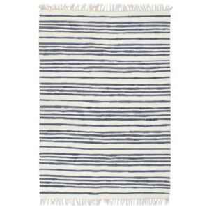 VidaXL Ručno tkani tepih Chindi od pamuka 80 x 160 cm plavo-bijeli