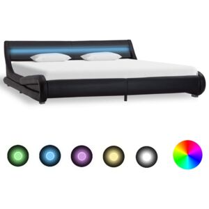 VidaXL Okvir za krevet od umjetne kože s LED svjetlom crni 180 x 200 cm