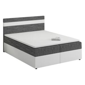 Zondo Bračni krevet Boxspring 140x200 cm Mimosa (s podnicom i madracem) (bijela + tamno siva)