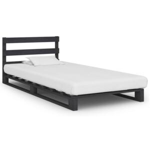 VidaXL Okvir za krevet od paleta od masivne borovine sivi 90 x 200 cm