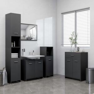 VidaXL 4-dijelni set kupaonskog namještaja sivi