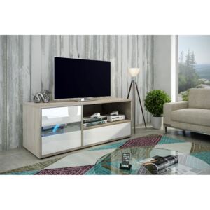 TV stol PE92 Sonoma hrast + sjajni bijeli
