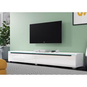 TV stol RV14, Boja: Bijela + sjajni bijeli, LED rasvjeta: Ne