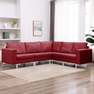 VidaXL 5-dijelni set sofa od tkanine crvena boja vina