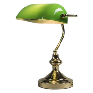 Klasična stolna svjetiljka / bilježnička svjetiljka mesing sa zelenim staklom - Banker
