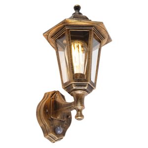 Klasična vanjska zidna svjetiljka starinsko zlato sa senzorom pokreta - New Haven