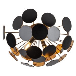 Dizajn stropna svjetiljka crna sa zlatom 54 cm 3-svjetla - Cerchio
