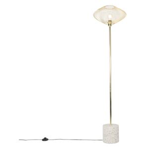 Dizajn podna svjetiljka bijela s mesingom - Ella