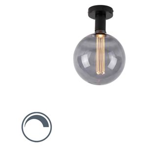 Moderna stropna svjetiljka crna s E27 G200 dimnim staklom - Lagana