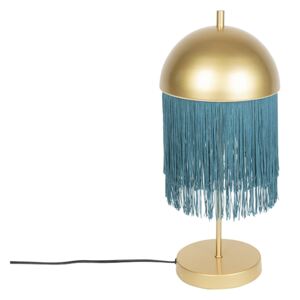 Orijentalna stolna svjetiljka zlatna sa zelenim resama - Fringle