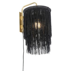 Orijentalna zidna svjetiljka zlatno crna sjena s resama - Franxa
