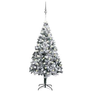 VidaXL Umjetno božićno drvce LED s kuglicama zeleno 210 cm PVC