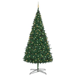 VidaXL Umjetno božićno drvce s LED svjetlima i kuglicama 400 cm zeleno