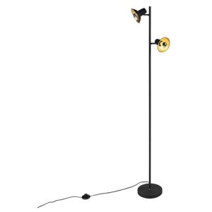 Dizajn podna svjetiljka crna sa zlatnim 2 svjetla - Avril