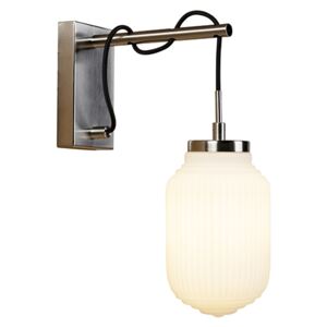 Art Deco zidna svjetiljka od čelika s opalovim staklom - Bolsena