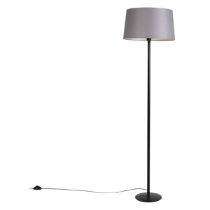 Crna podna svjetiljka s lanenom sjenilom tamno sive 45 cm - Simplo