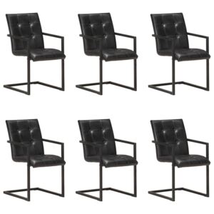 VidaXL Konzolne blagovaonske stolice od prave kože 6 kom crne