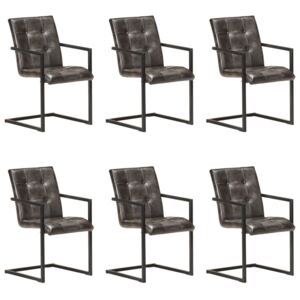 VidaXL Konzolne blagovaonske stolice od prave kože 6 kom grube sive