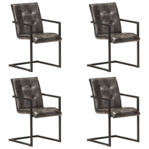 VidaXL Konzolne blagovaonske stolice od prave kože 4 kom grube sive