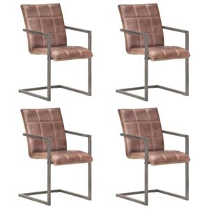 VidaXL Konzolne blagovaonske stolice od prave kože 4 kom grube smeđe