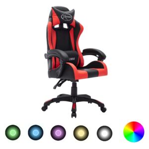 VidaXL Igraća stolica s RGB LED svjetlima crveno-crna od umjetne kože