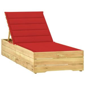 VidaXL Ležaljka za sunčanje s crvenim jastukom impregnirana borovina