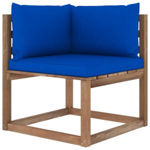 VidaXL Vrtna kutna sofa od paleta s plavim jastucima