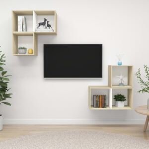 VidaXL 4-dijelni set TV ormarića bijeli i boja hrasta od iverice