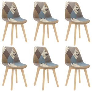 VidaXL Blagovaonske stolice od tkanine 6 kom s uzorkom patchworka sive