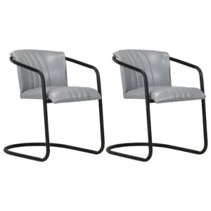 VidaXL Blagovaonske stolice od prave kože 2 kom sive