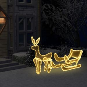 VidaXL Božićna rasvjeta sob i sanjke s mrežom i 216 LED žarulja
