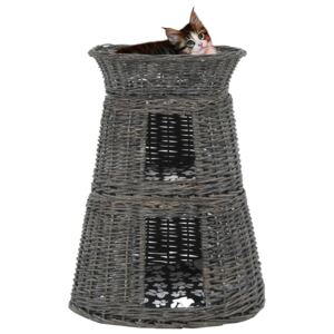 VidaXL 3-dijelni set košara za mačke s jastucima sivi 47x34x60 cm vrba