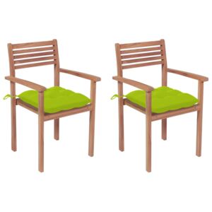 VidaXL Vrtne stolice s jarko zelenim jastucima 2 kom masivna tikovina