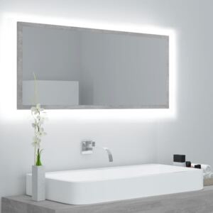 VidaXL LED kupaonsko ogledalo siva boja betona 100x8,5x37 cm iverica