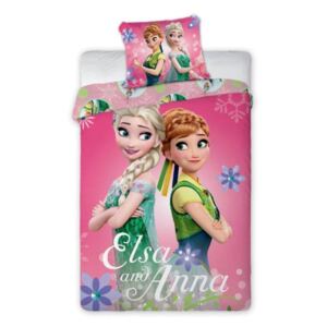 Povlečení Faro Frozen a Anna ružičasta zelena 200x140 cm