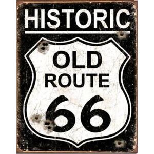 OLD ROUTE 66 - Weathered Metalni znak, (31,5 x 40 cm)