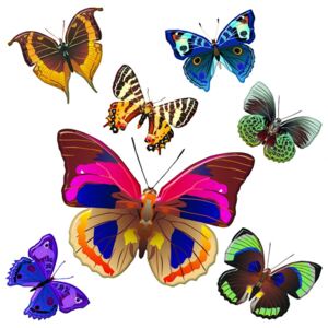 Samoljepljiva dekoracija Šareni leptiri SS-3854, 30x30 cm