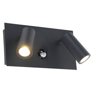 Vanjska zidna svjetiljka tamno siva IP54 s LED senzorom pokreta - Simon