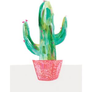 Ilustracija Painted cactus in coral plant pot, Laura Irwin