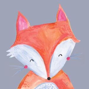 Ilustracija Woodland fox on grey, Laura Irwin