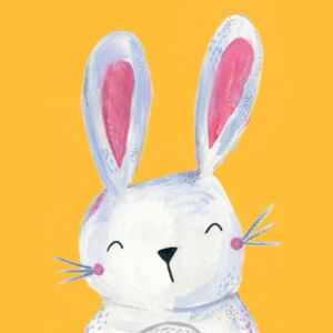 Ilustracija Woodland bunny on mustard, Laura Irwin