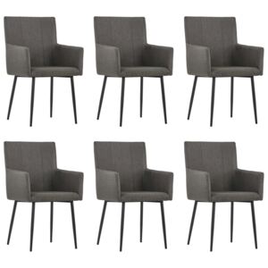 VidaXL Blagovaonske stolice 6 kom smeđe-sive od tkanine